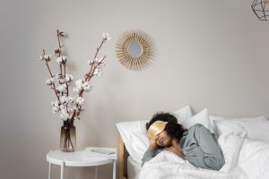 A-Woman-Sleeping-with-a-Sleep-Mask-