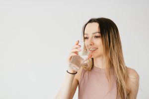 a lady drinking water