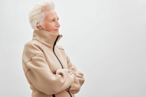 A senior adult looking confident and determined.