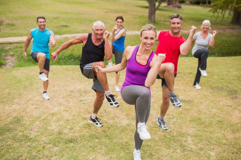 Happy-athletic-group-training