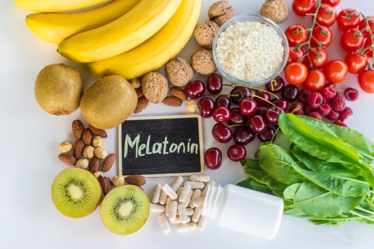Foods-containing-melatonin-on-a-beautiful-background.-Selective-focus