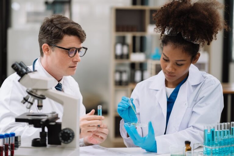 Team of biochemical research scientists