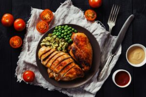 Overhead photo of fried chicken fillet